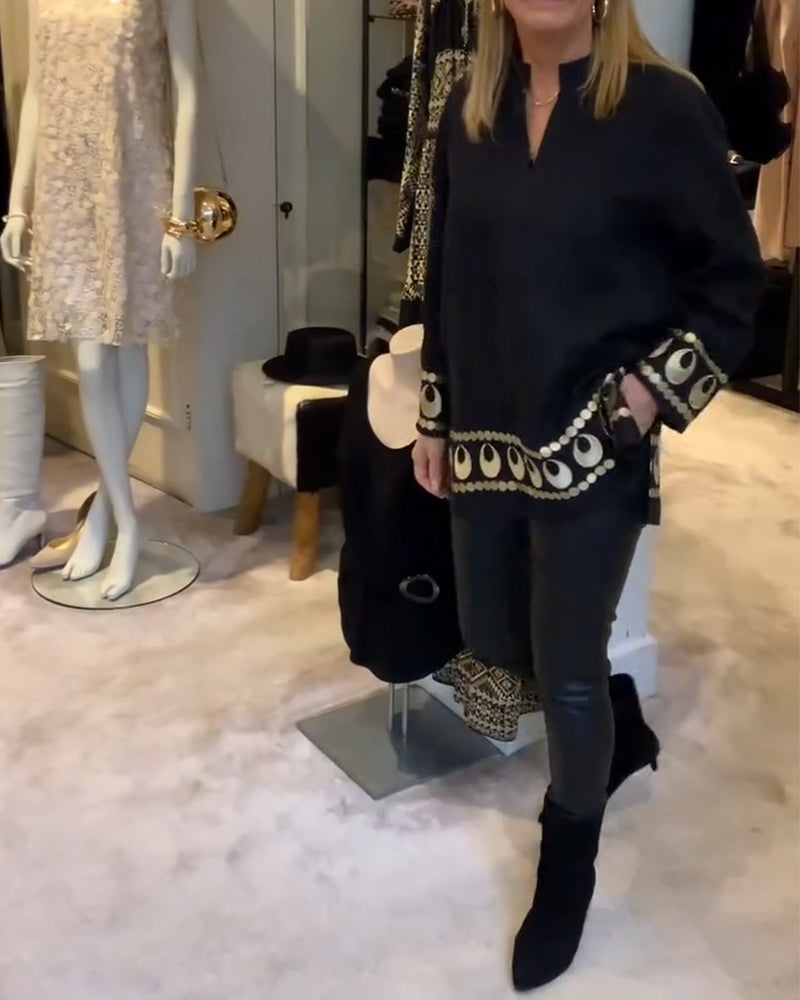 Positioned Printed Loose Blouse