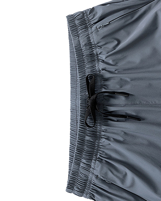 Men Elastic Waist Pocket Quick-Dry Ice Silk Sports Shorts