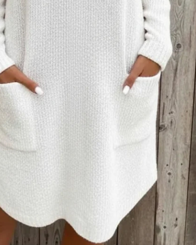 Collar Long-Sleeve Pocket Sweater Dress