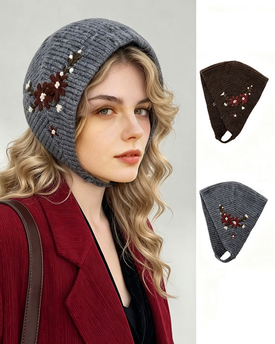 Vintage Knit Floral Headscarf