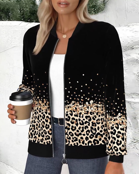 Positioning Leopard Print Coat