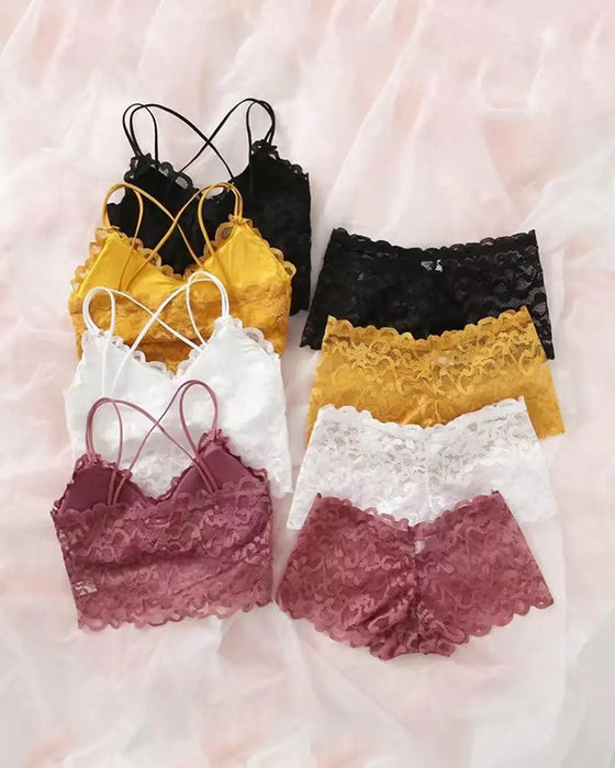Lace Cutout Back Lingerie Set