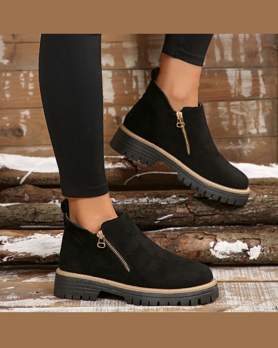 🔥Autumn And Winter Treats🔥Ladies' Boots With Round Toe And Side Zipper