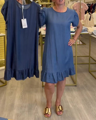 Casual Denim Ruffle Dress
