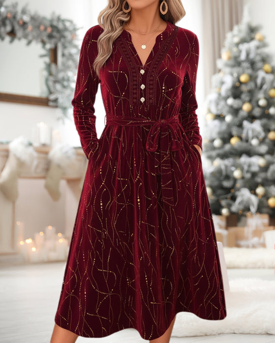 Lace Temperamental Velvet Dress