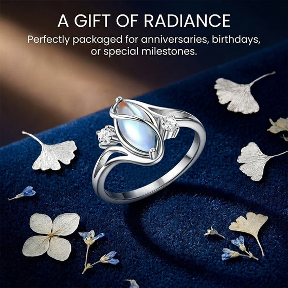 Oval Moonstone Geometric Ring