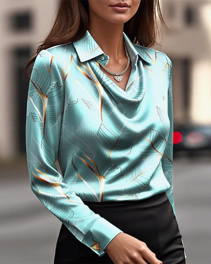 Elegant Long-Sleeved Satin Blouse