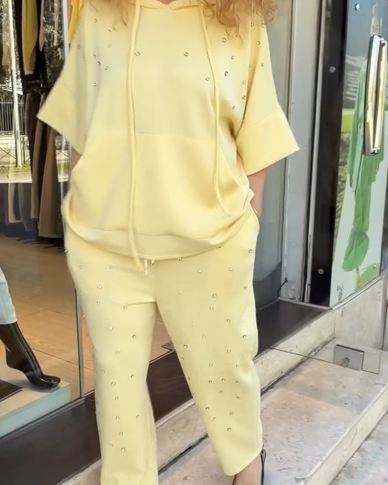 Hooded Beaded Casual Set