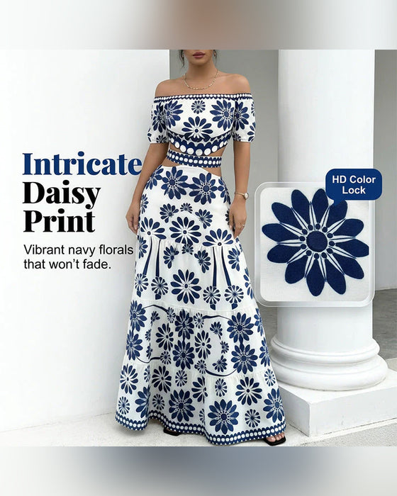 Off-Shoulder Floral Cutout Dress