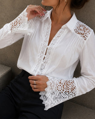 Lapel Long Sleeve Fashion Blouse