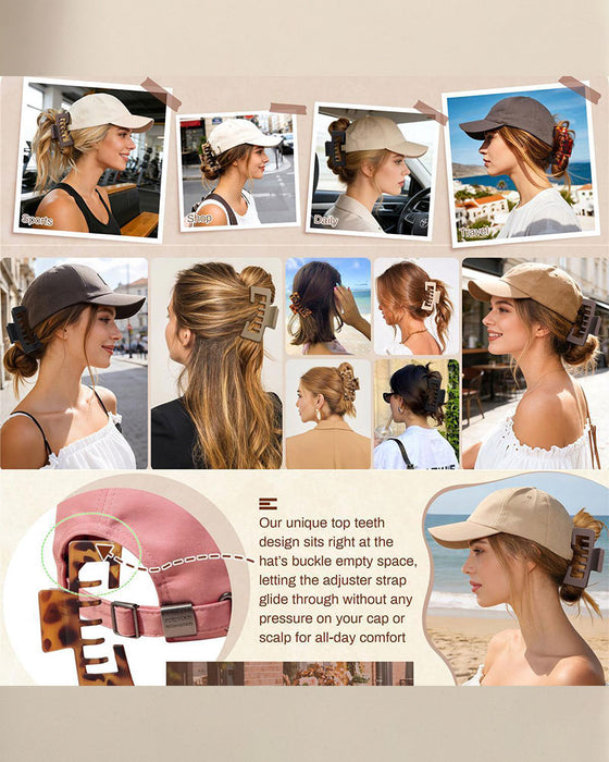Women's Hat-Friendly Flat Leopard Print Claw Clips