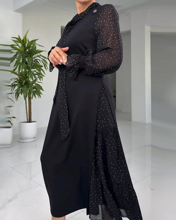 Faux Two-Piece Lace Ribbon Patchwork Dress