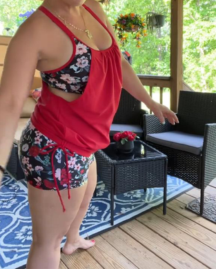 Printed Suspender Boxer Swimsuit