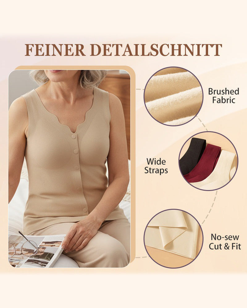 Thermal Front Buttons Integrated Bra Tank Top