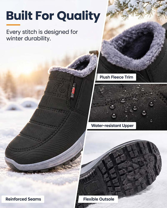 Winter Thick-Lined Snow Boots, Slip-On Warm Casual Shoes for Women and Men