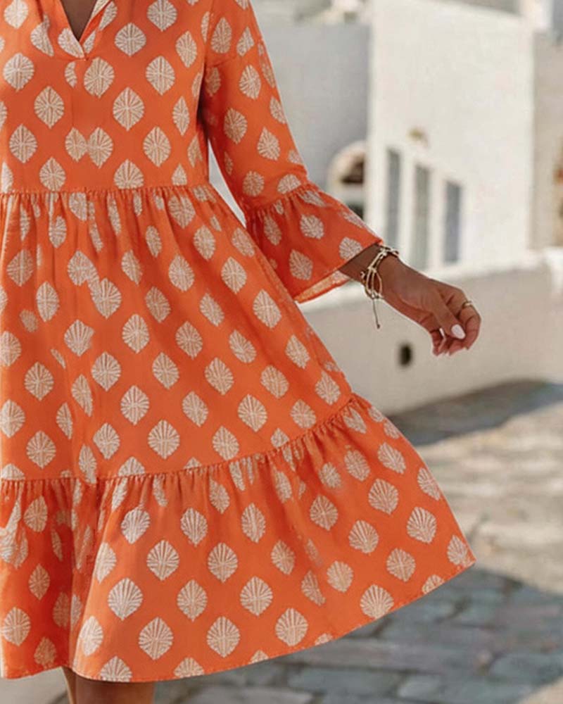 V-Neck Printed Dress