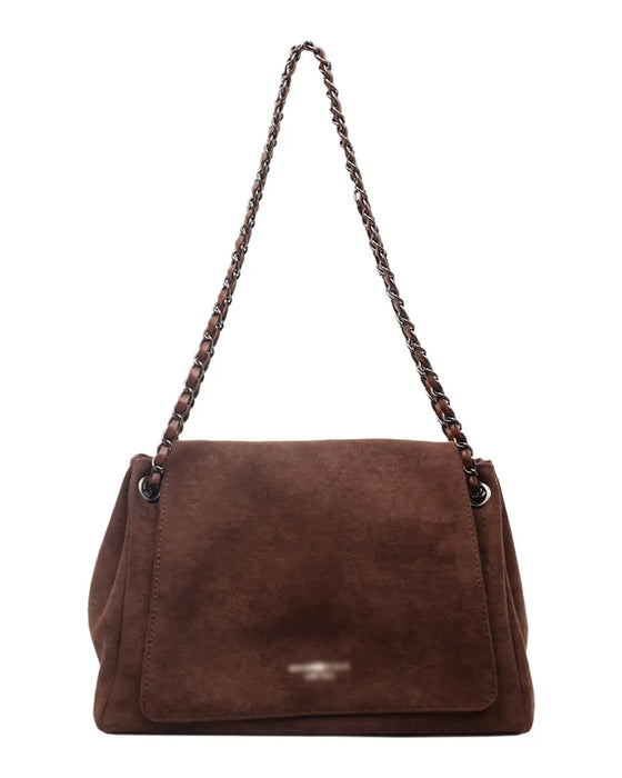 Plain Suede Crossbody Shoulder Bag