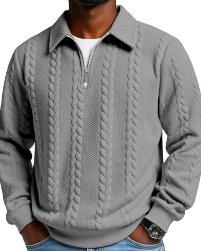 🔥Special Offers - Men's Casual Half-Zip Cable Knit Pullover