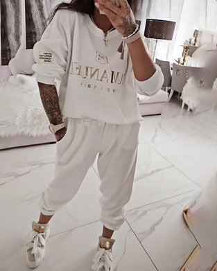 Sporty Casual Printed Two-Piece Set