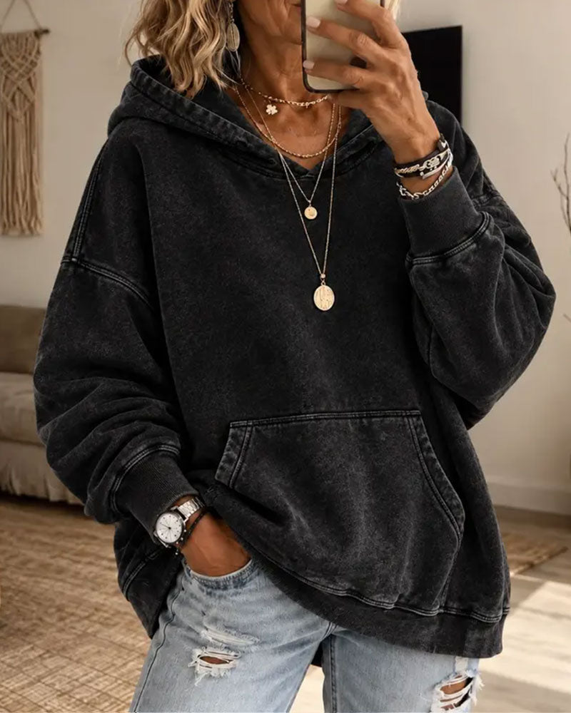 Casual Solid Pocket Hoodies