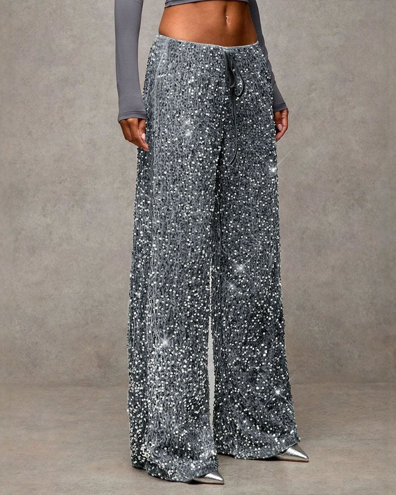 Fashionable Drawstring Straight-Leg Pants