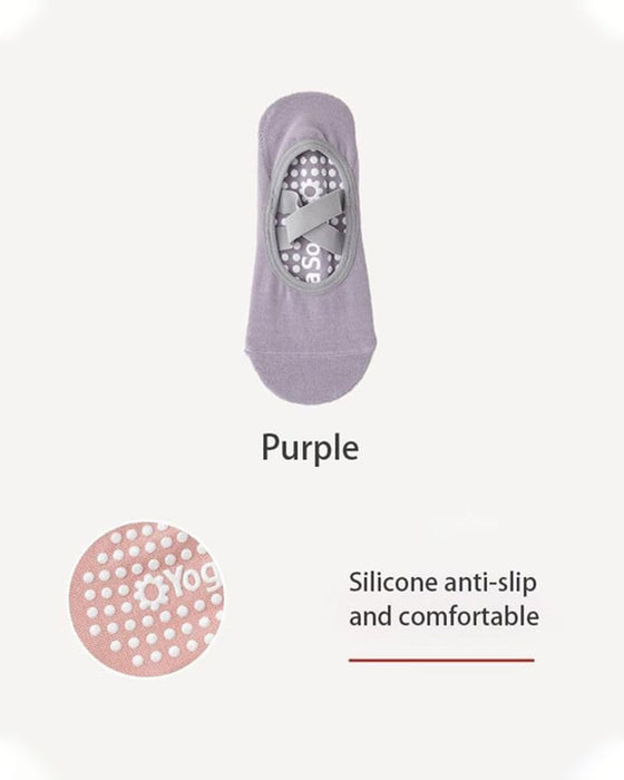 Women's No-Show Socks for Pilates & Workout - Non-Slip Silicone Grip, Breathable & Moisture-Wicking (Yoga/Dance/Indoor Activities)