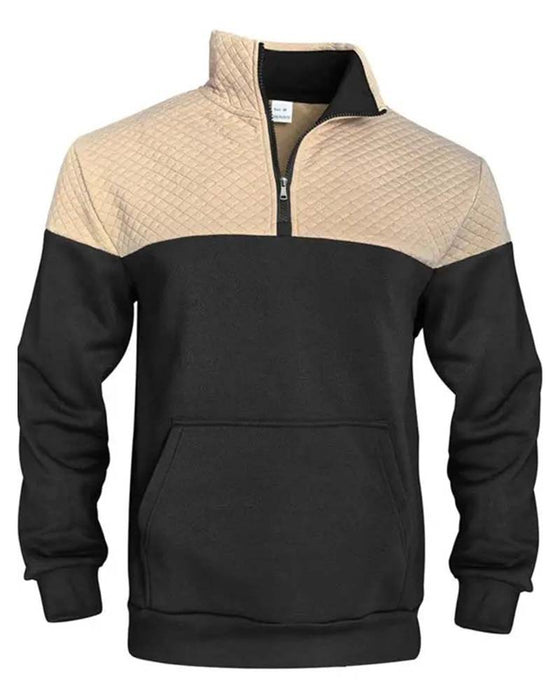 Men Colorblock Lapel Zipper Sweatshirt