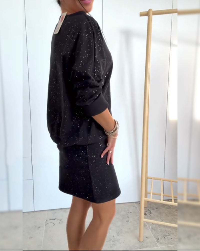 Round Neck Fine Glitter Fashion Dress