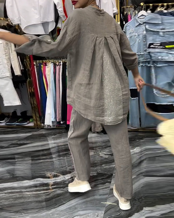 Stand Collar Pocket Casual Suit