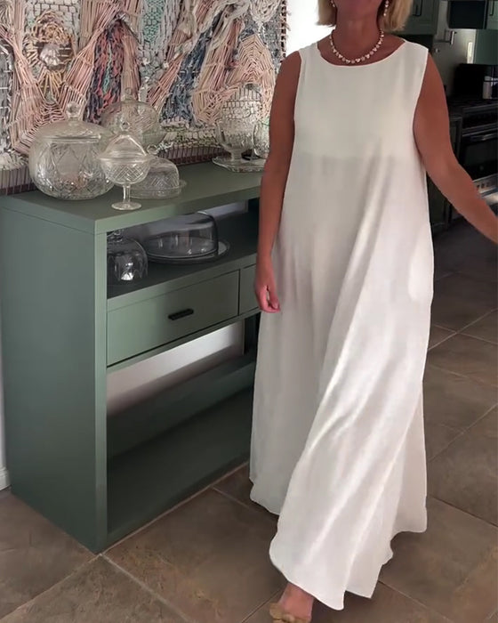 Sleeveless Loose Draped Long Dress