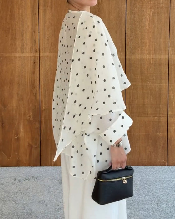 Polka Dot Irregular Blouse