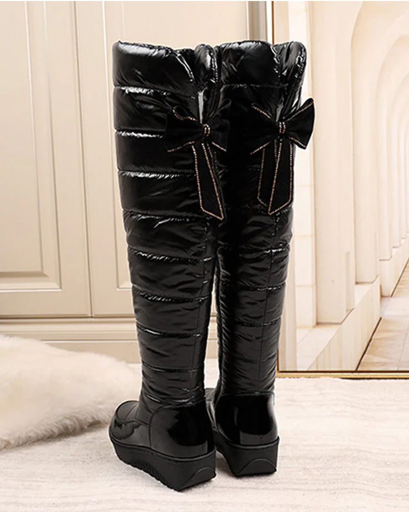 Warm Waterproof Bow High Boots