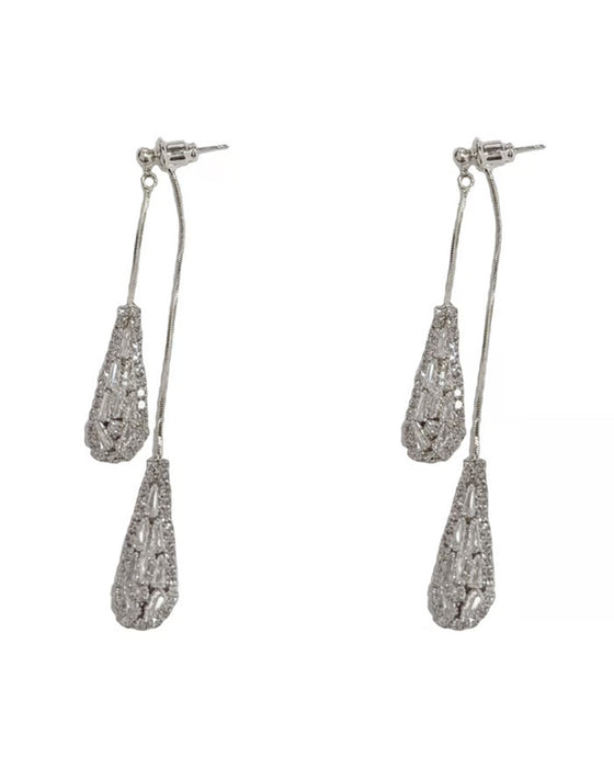 Elegant Zircon-Decorated Two-Way Teardrop Tassel Earrings for Women