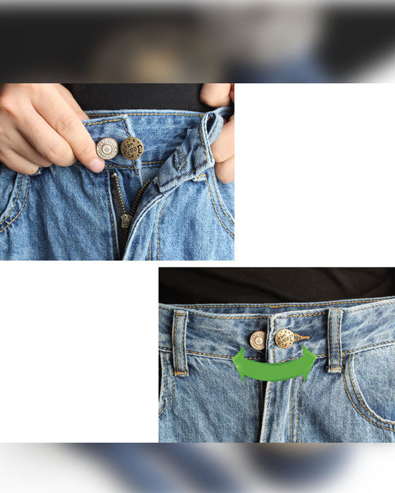 Spring-Loaded Metal Waist Extender Button for Jeans