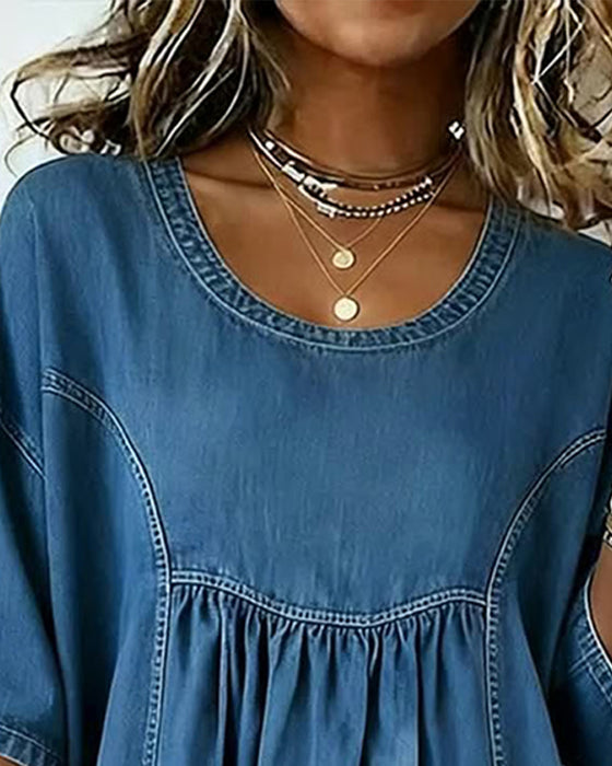 Round Neck Pocket Dress