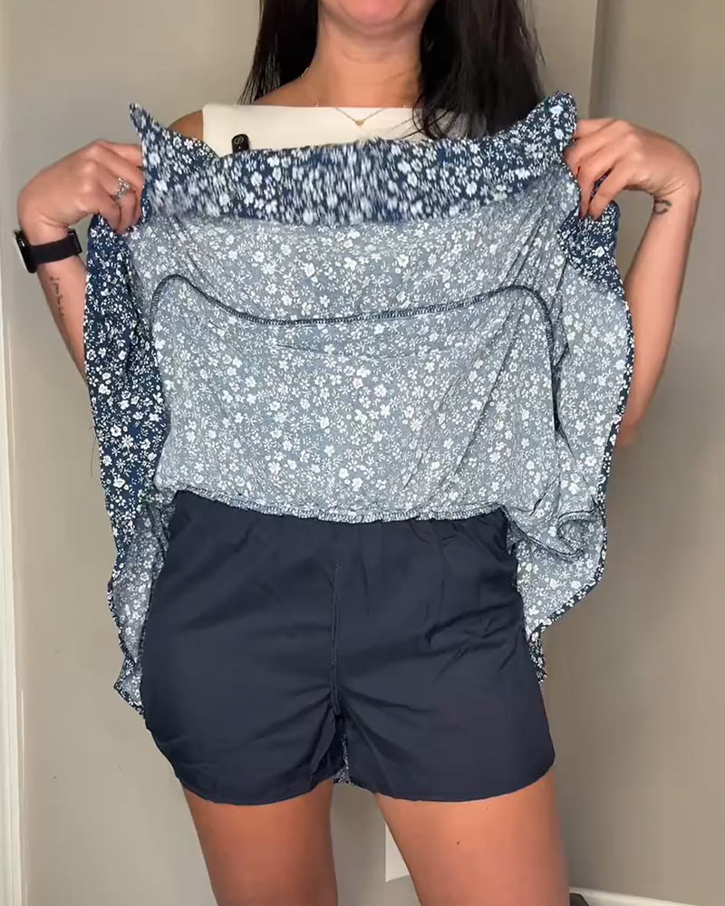 Elastic Ruffle Double-Layer Tiered Skirt