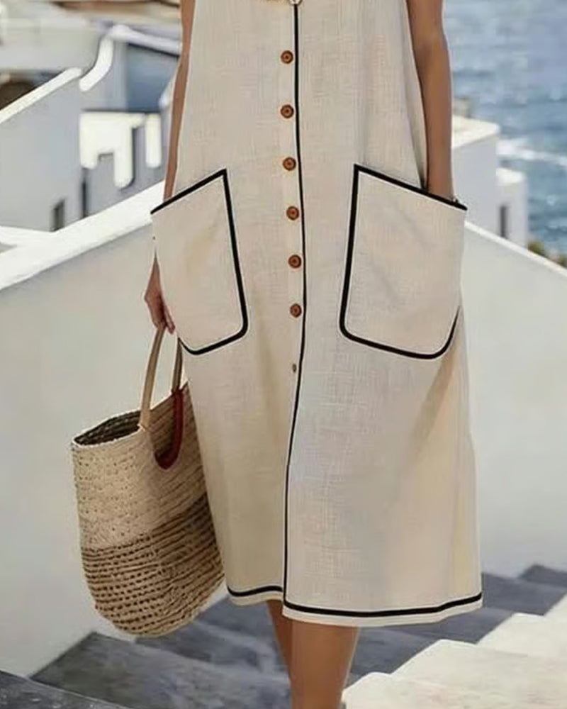 Contrast Trim Shift Dress