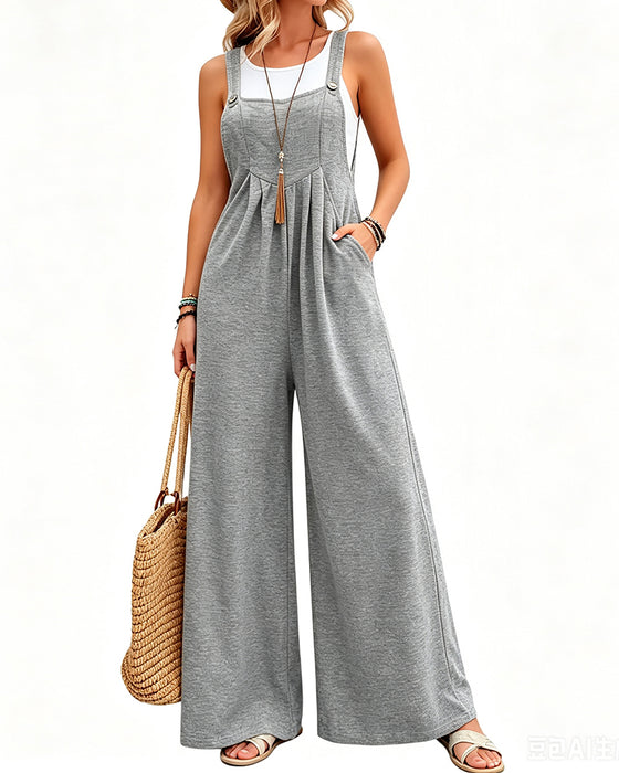 Knit Strappy Wide Leg Jumpsuit