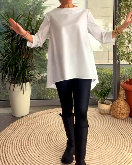 Solid color commuting top