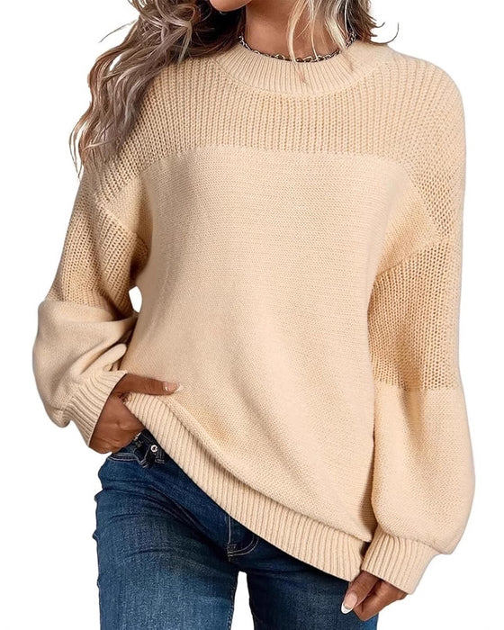 Solid Color Lantern Sleeve Jumper