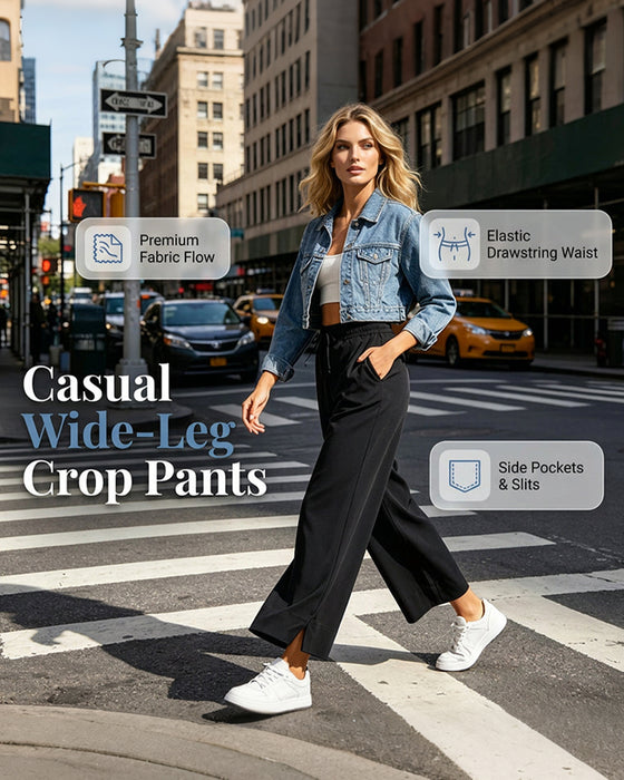 High-Waist Wide-Leg with Side Slit Pants