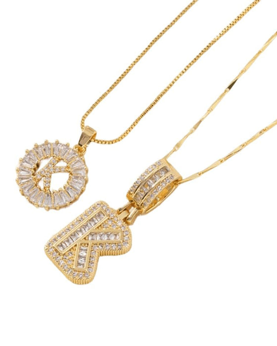 Initial Letter Pendant Necklaces -2 Pack