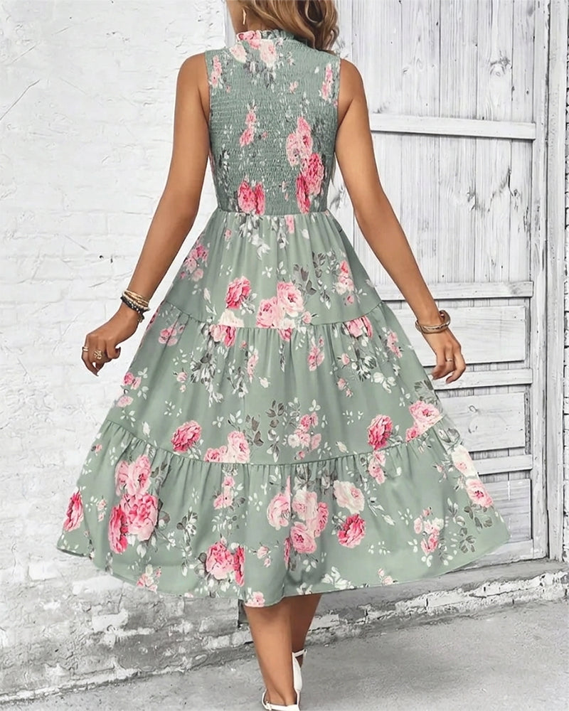 Floral Print Smocked Dress