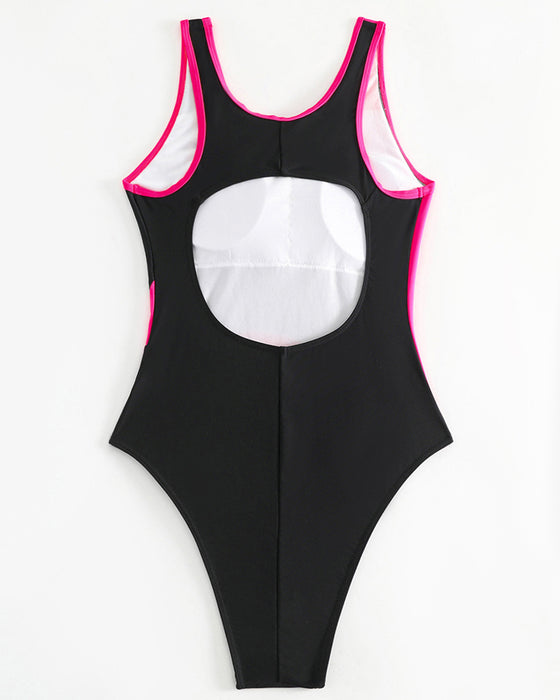 Fashionable one-piece swimsuit in contrasting colors