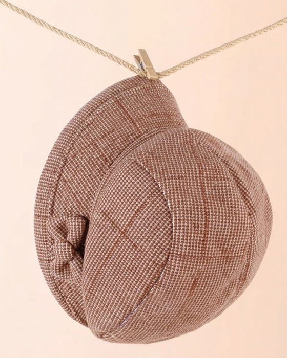 Women's Elegant Plaid Pattern Bow Decor Beret