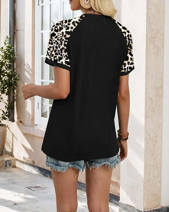 Crew Neck Color-Block Raglan Sleeve T-Shirt