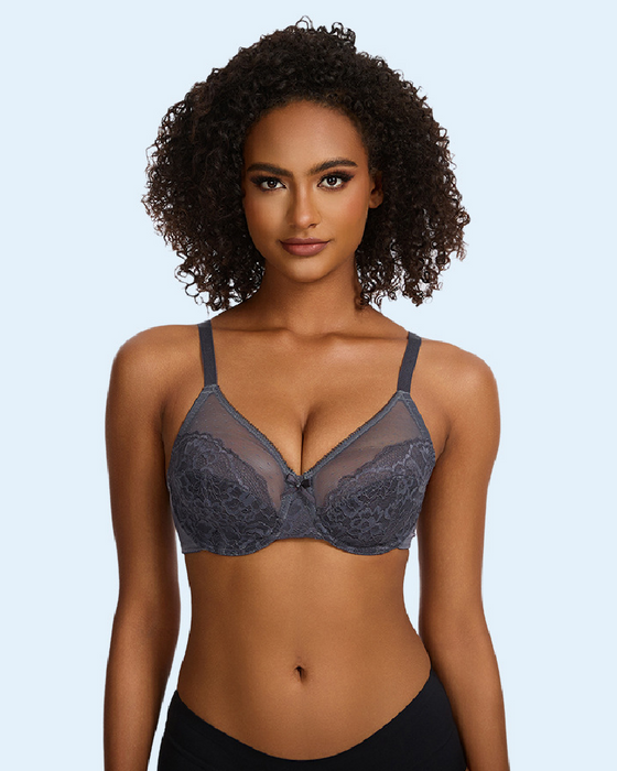 Mesh Lace Gathered Bra