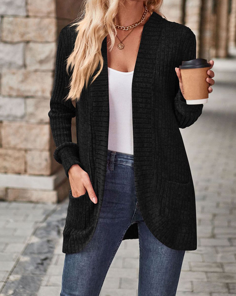 Brushed Casual Long-Sleeve Coat