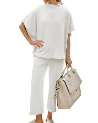 Solid Color Top and Straight-Leg Pants Set