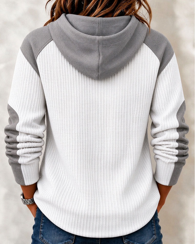 Lace-Up Color Block Hoodie